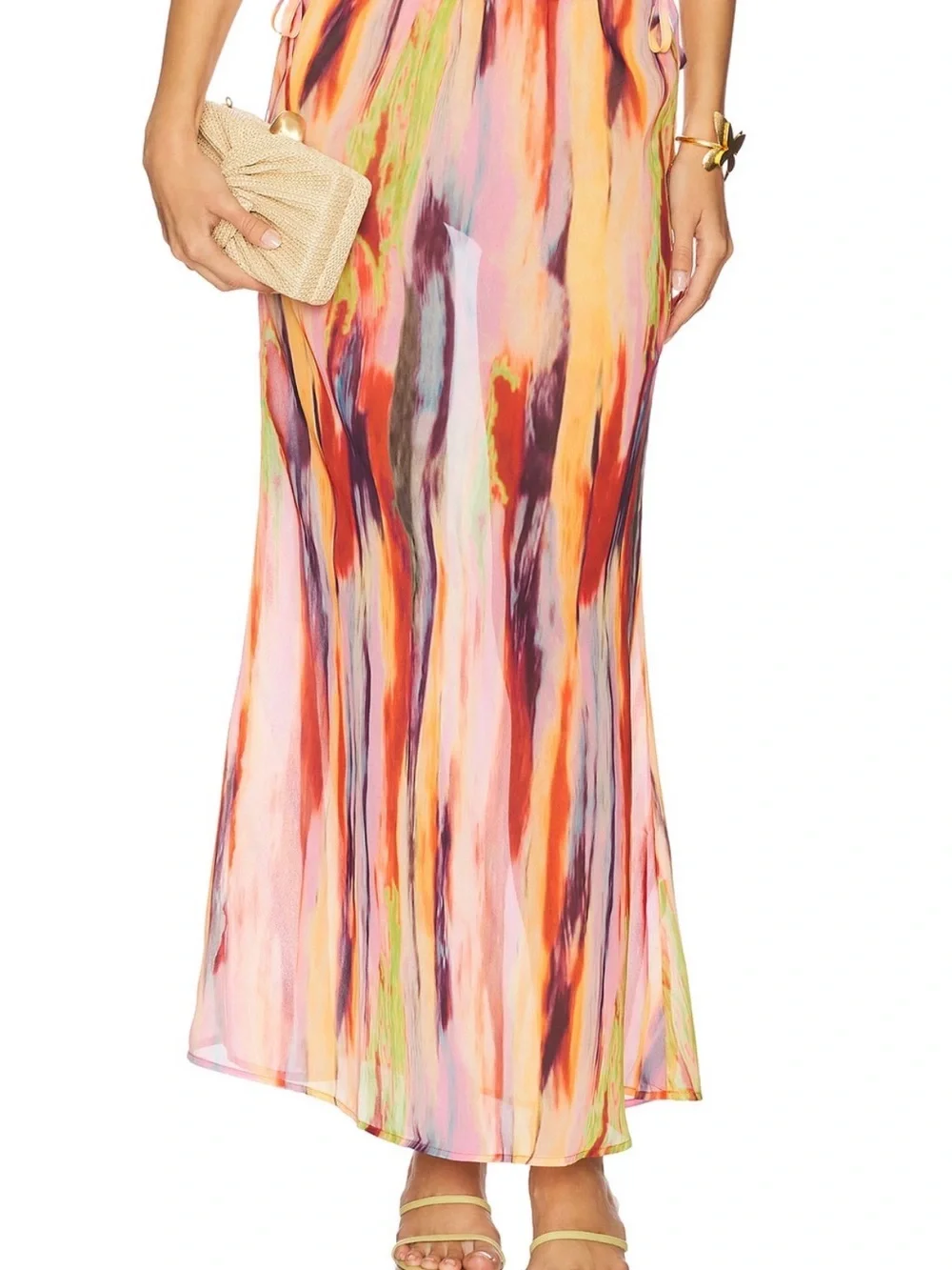 Abstract Watercolor Maxi Skirt - Multicolor